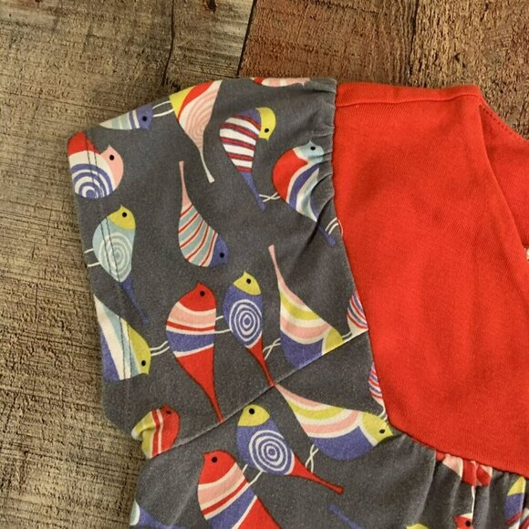 Tea Collection Girls Size 8 Dress With Red Bird Parakeet print - Picture 2 of 6